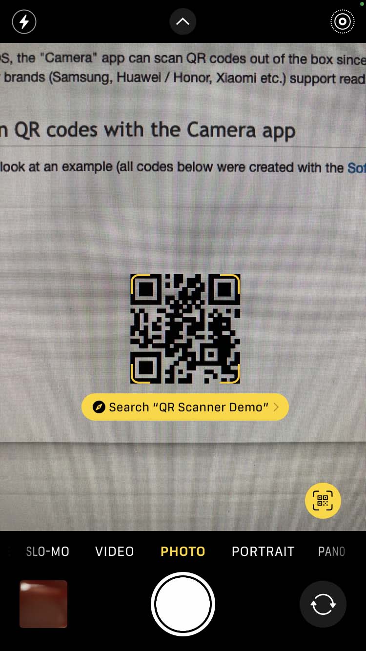 Screenshot: QR Scanner App Text